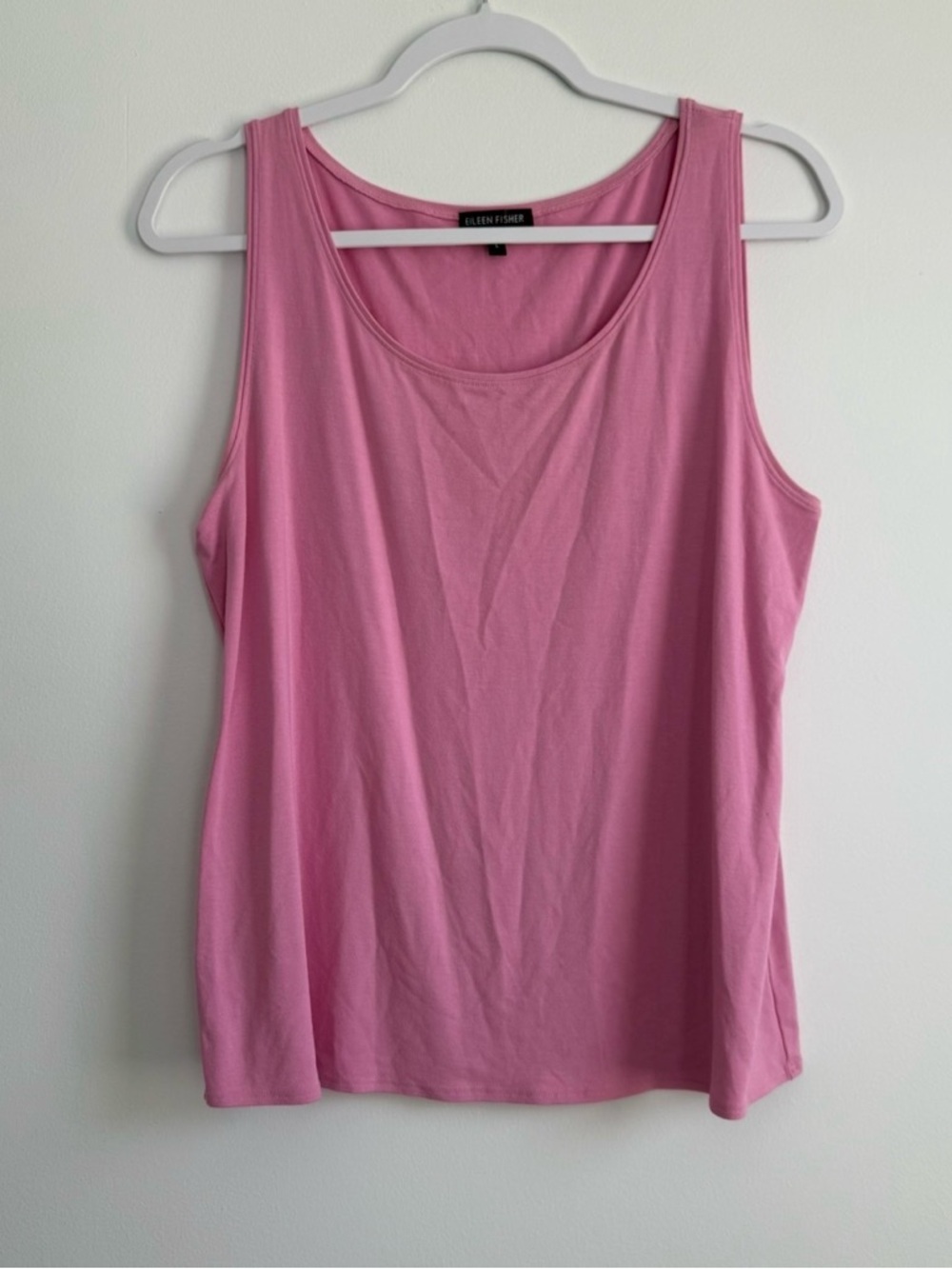 Eileen Fisher Pink Jersey Scoop Neck Tank Top Size L Minimalist Casual
